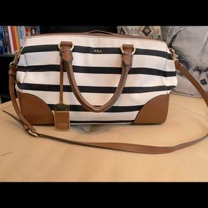 Lauren by Ralph Lauren B&W Striped Satchel Bag